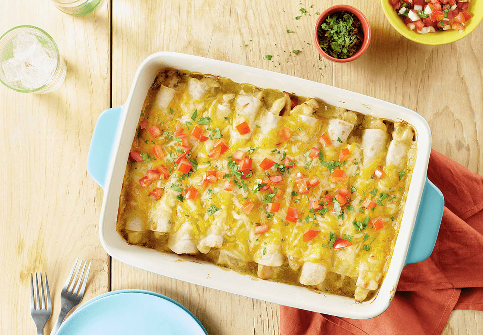 Creamy Green Chile Chicken Enchiladas